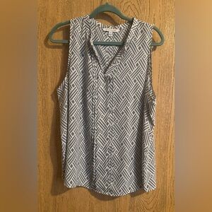 41Hawthorn Women's Gray White Pattern Sleeveless Blouse XL Recycled Polyester